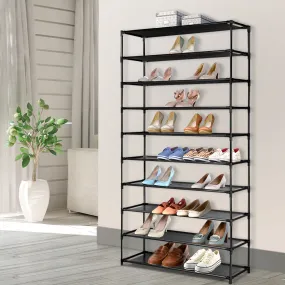 10-Tier Stackable Metal Shoe Rack, 50 Pairs, Black - Artiss