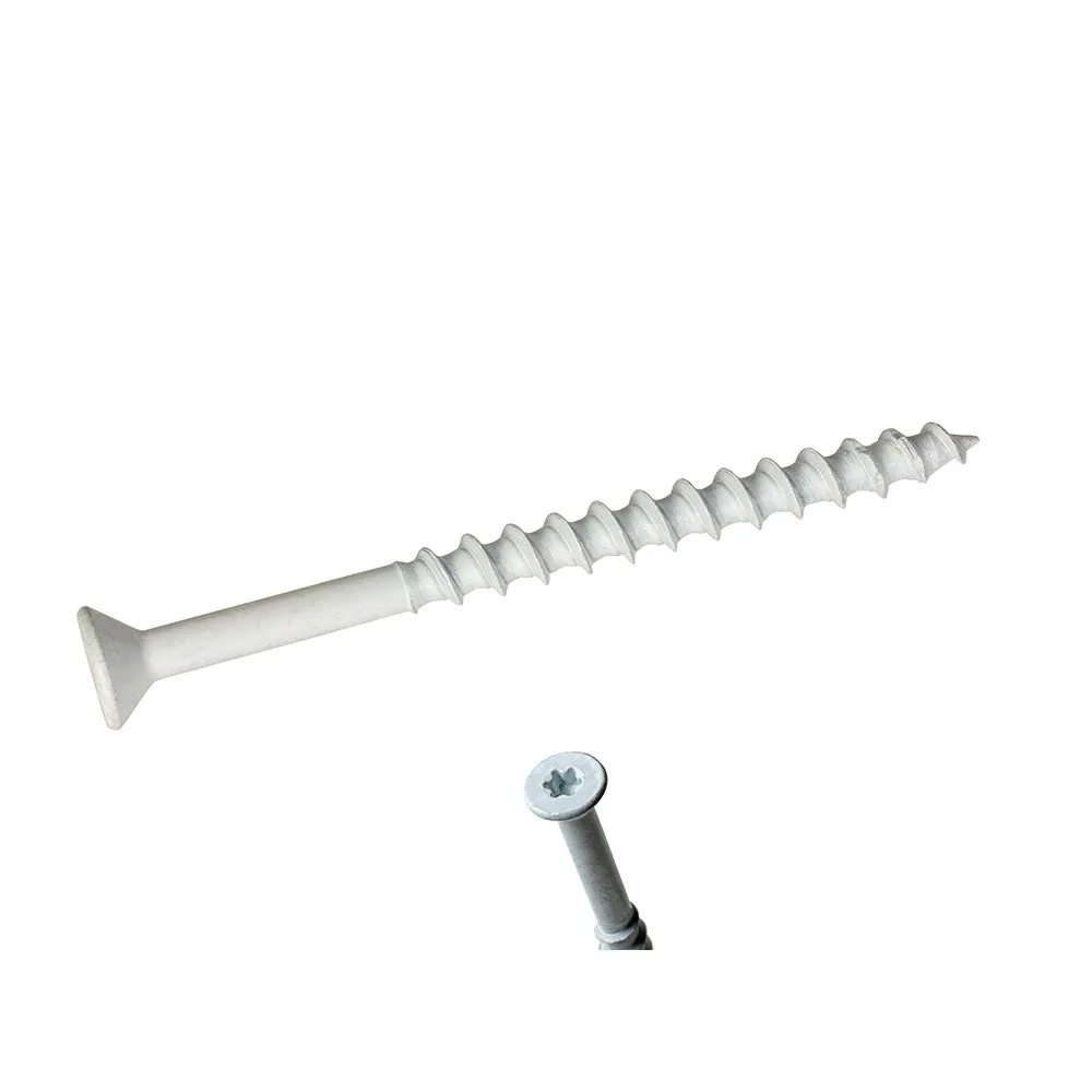 1/4 x 3 1/4 Simpson Trim Head Titen Turbo™ Concrete and Masonry Screw Anchor Zinc Plated w/ Ceramic Coat White (T25 6-Lobe) - Box (100)