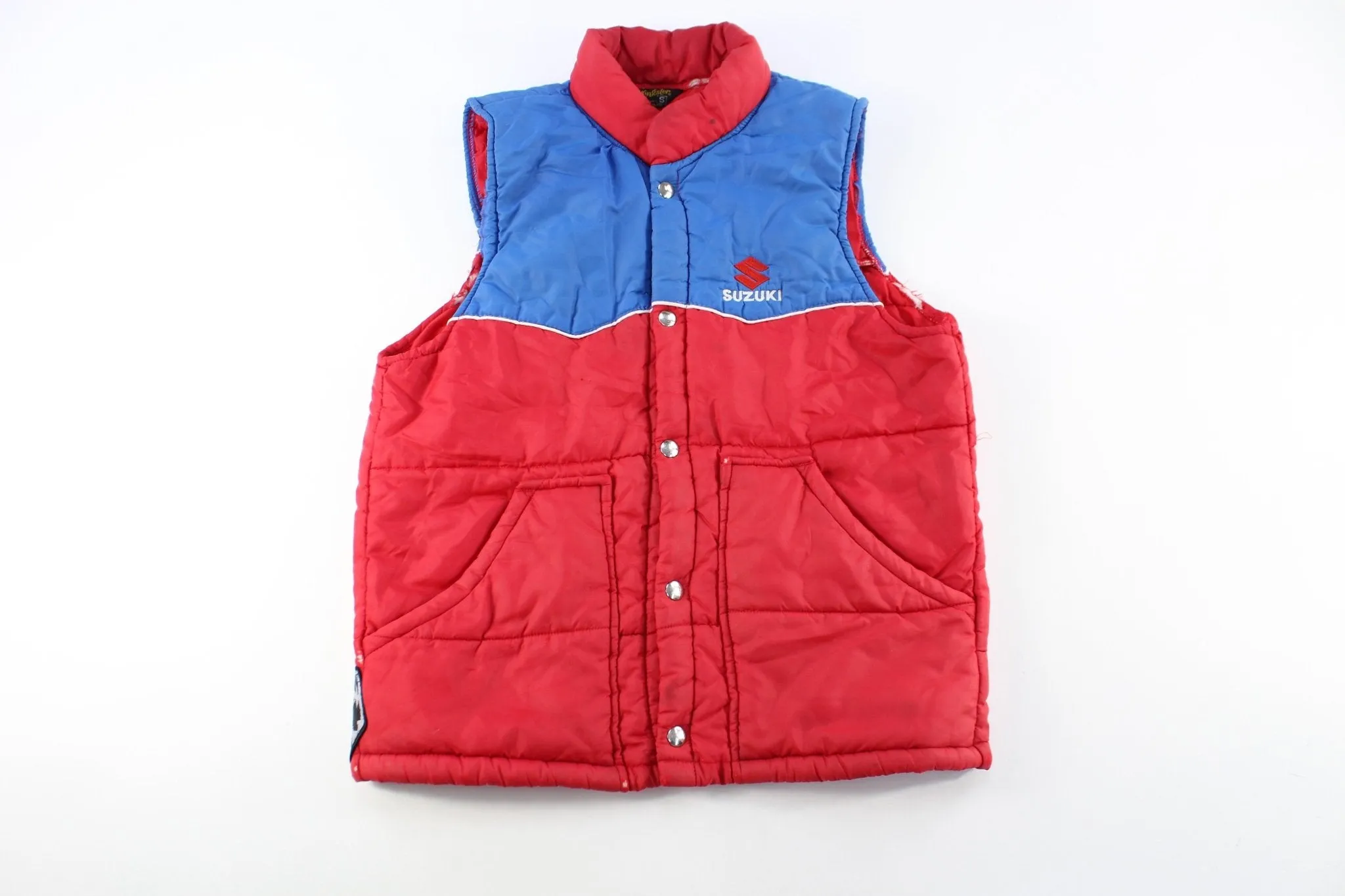 80's Suzuki Embroidered Red & Blue Puffer Vest