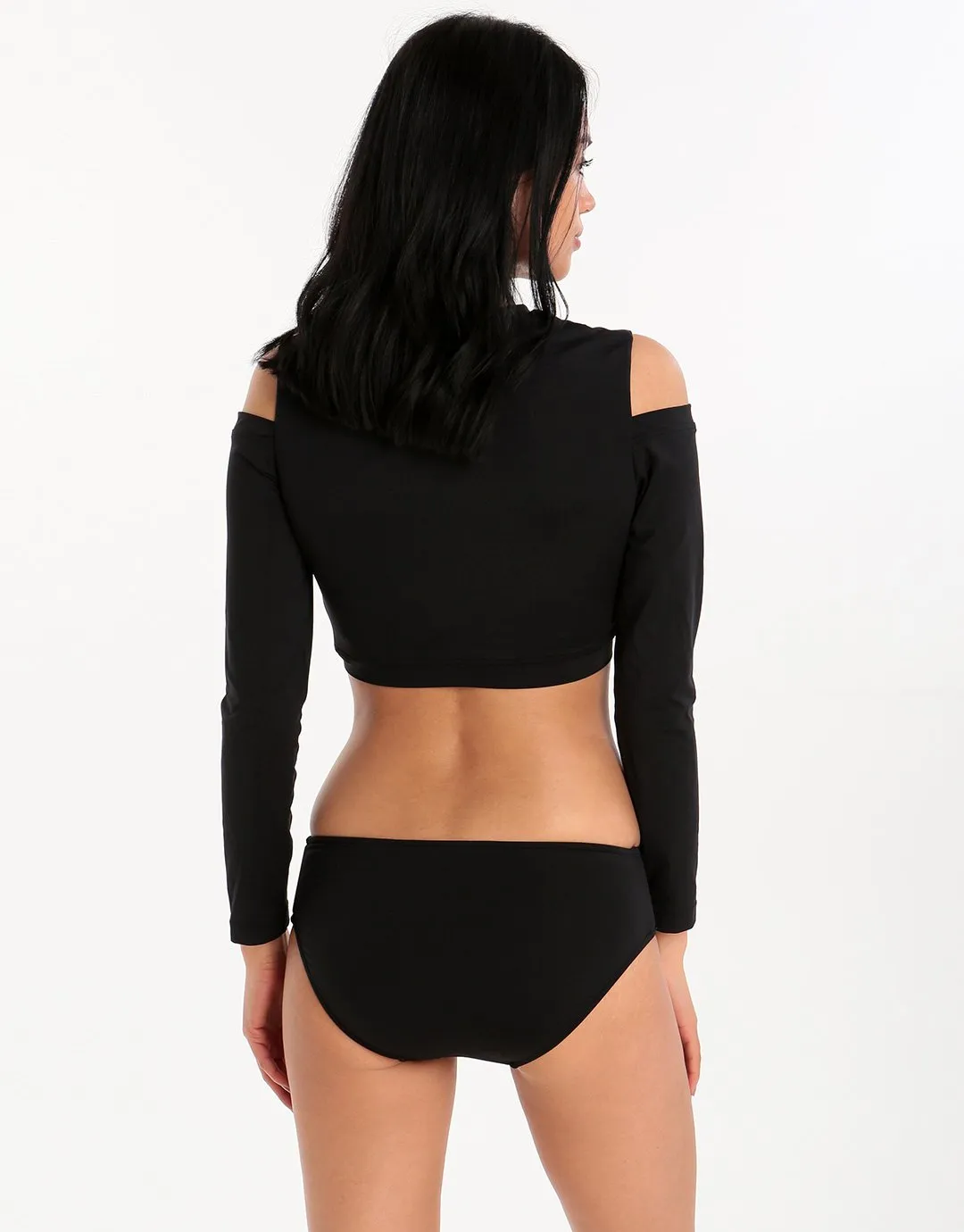 Active Cold Shoulder Rash Vest - Black