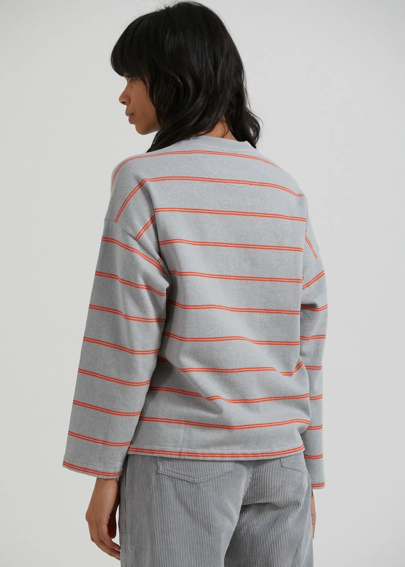 AFENDS Womens Interlude - Striped Crew Neck Jumper - Grey