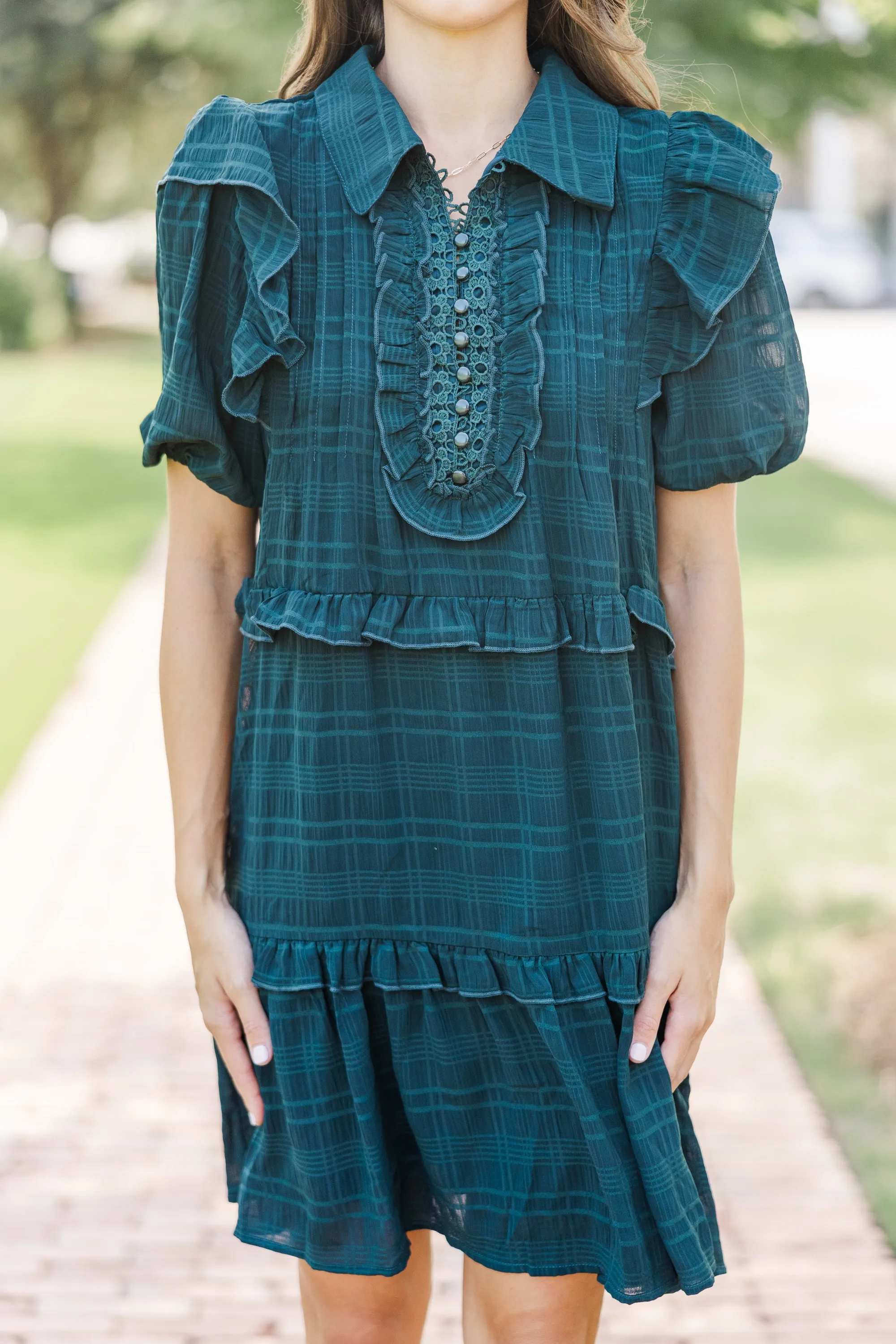 All The Very Best Emerald Green Ruffled Dress