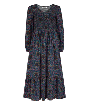 Amberly Rainbow Star Midi Smock Dress - Multi