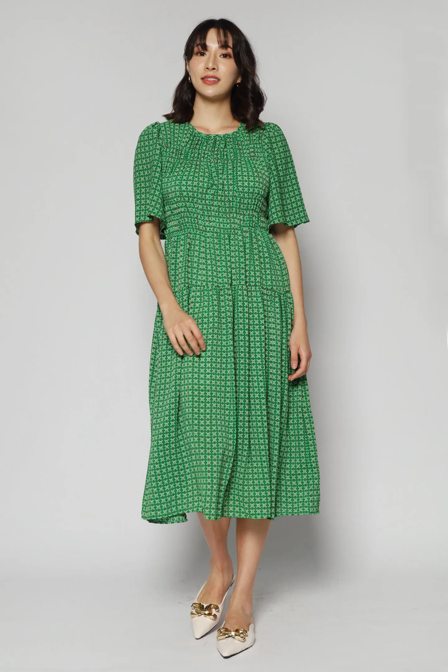 Astha Geometric Dress in Green