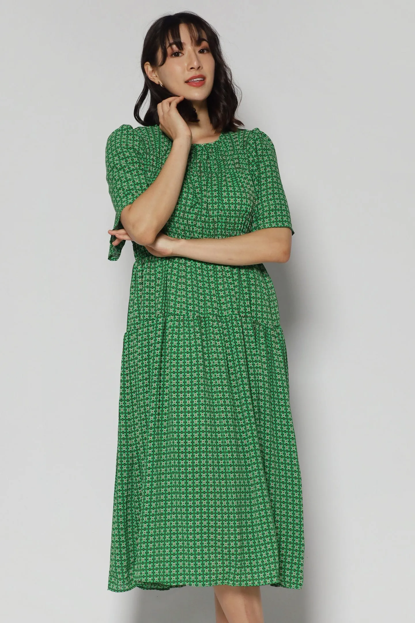 Astha Geometric Dress in Green