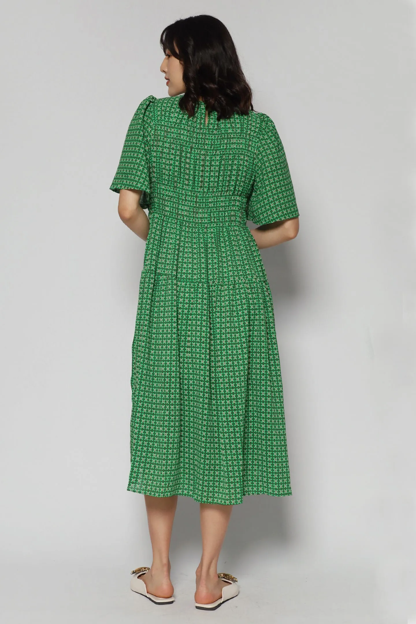 Astha Geometric Dress in Green