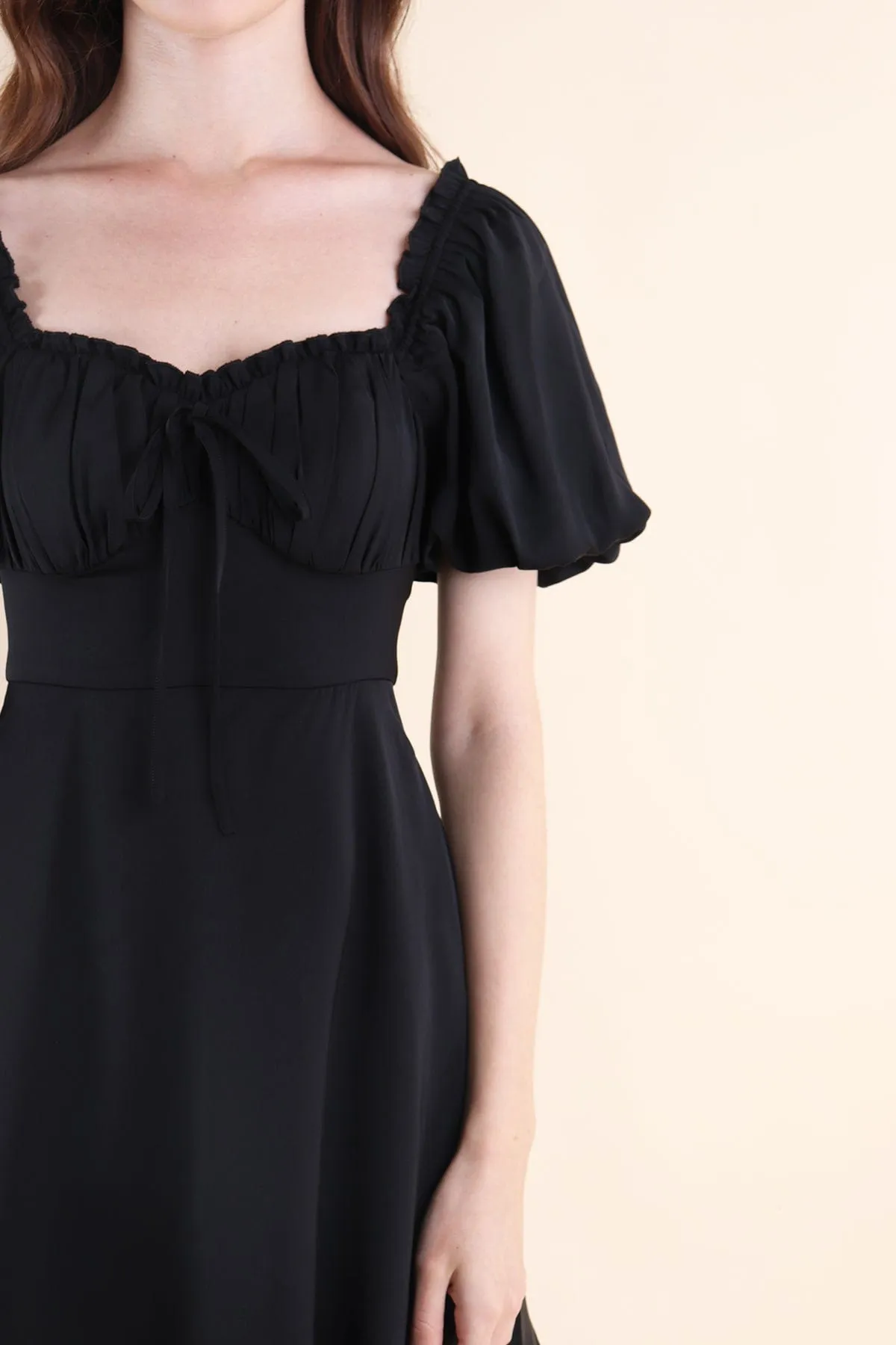 AUBREY PUFF SLEEVE DRESS IN BLACK