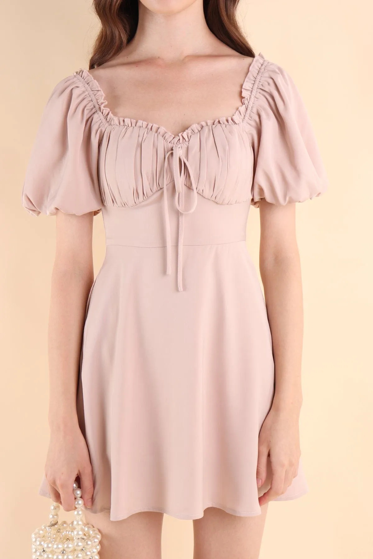 AUBREY PUFF SLEEVE DRESS IN PINK