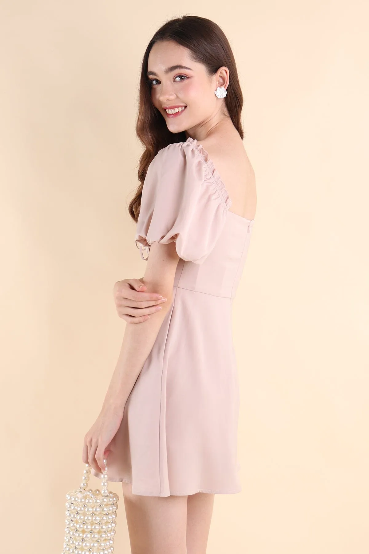 AUBREY PUFF SLEEVE DRESS IN PINK