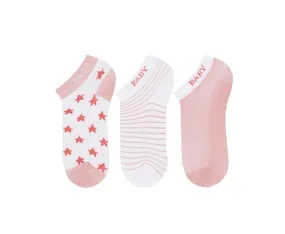 Baby Girl Trainer Socks Pink Stars 3Pk (0-18mths)