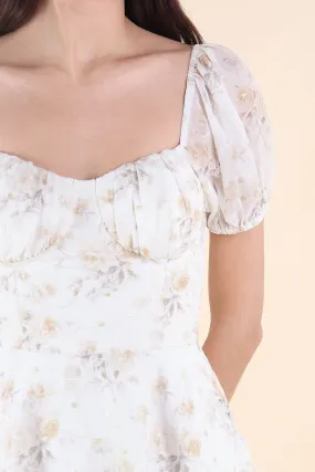 BEAU FLORAL EMBROIDERY DRESS IN SUNSHINE