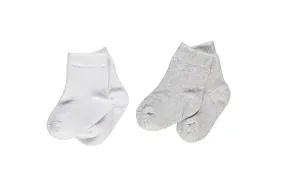 Bebetto Baby Socks Ankle High Grey/White 2Pk (0-36mths)