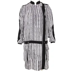 Black & White Check Zipper Front Dress