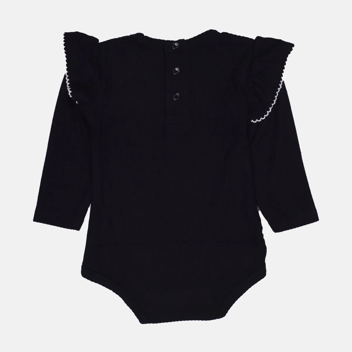 Black Bean Ribbed Bodysuit with Frills