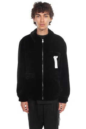 Black Faux-Fur Zip-Up Jacket