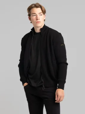 Black Full Zip Ribbed Sweater