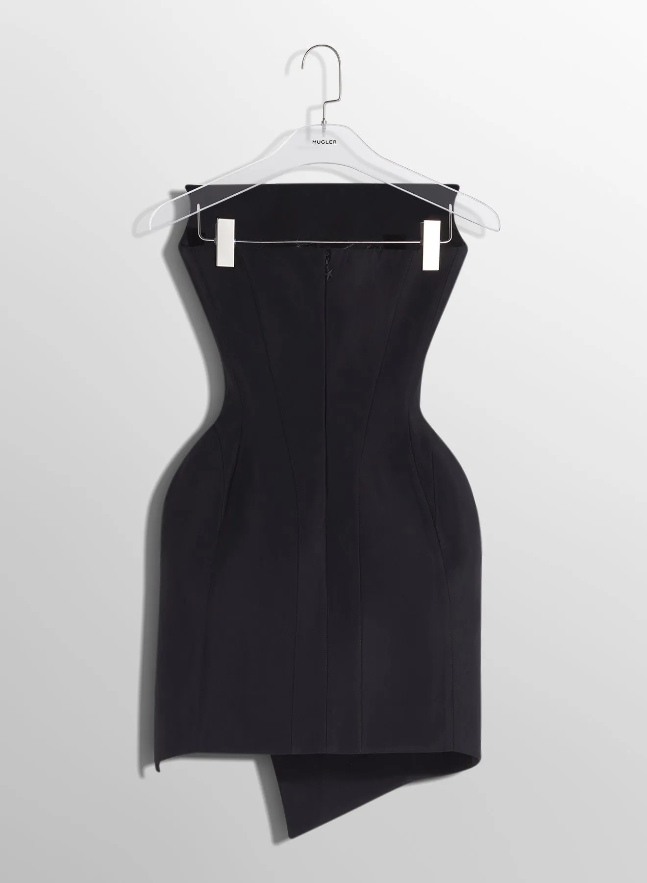 black slitted tailored bustier dress