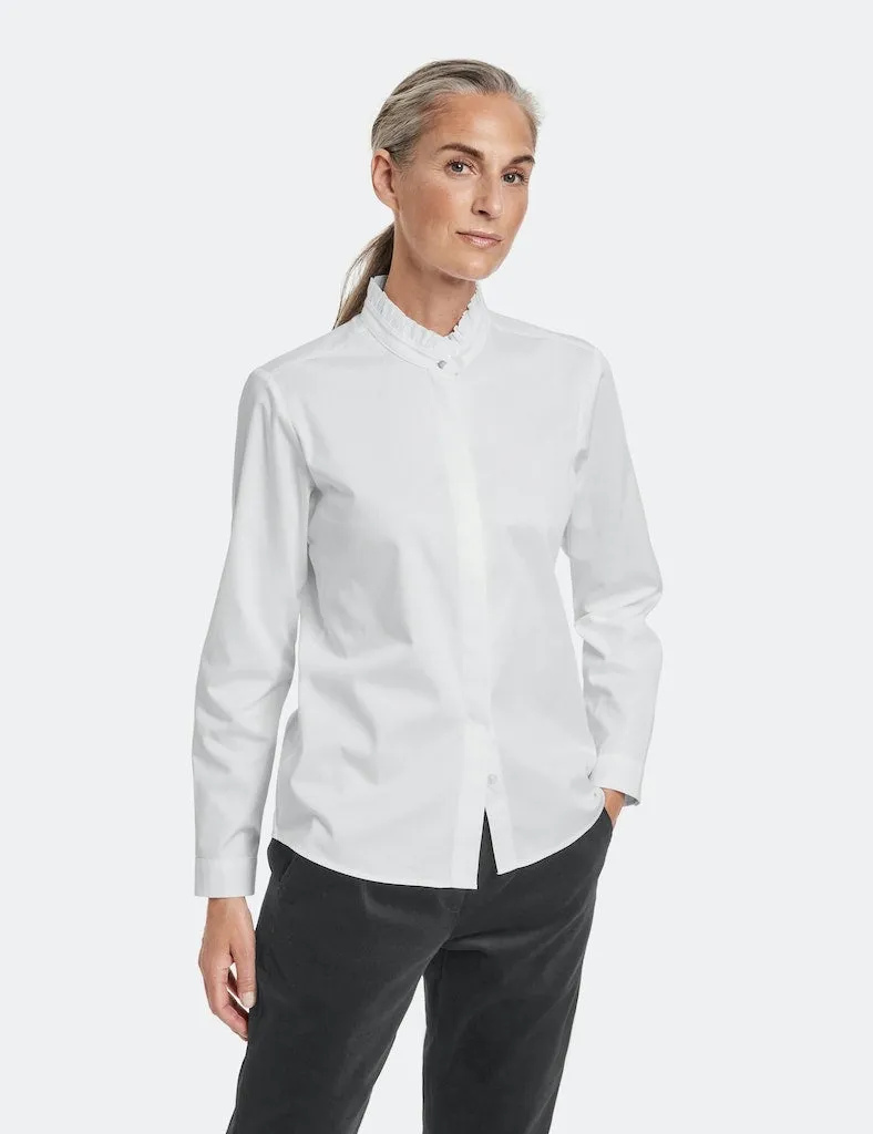 Blouse with Stand-up Gathered Collar