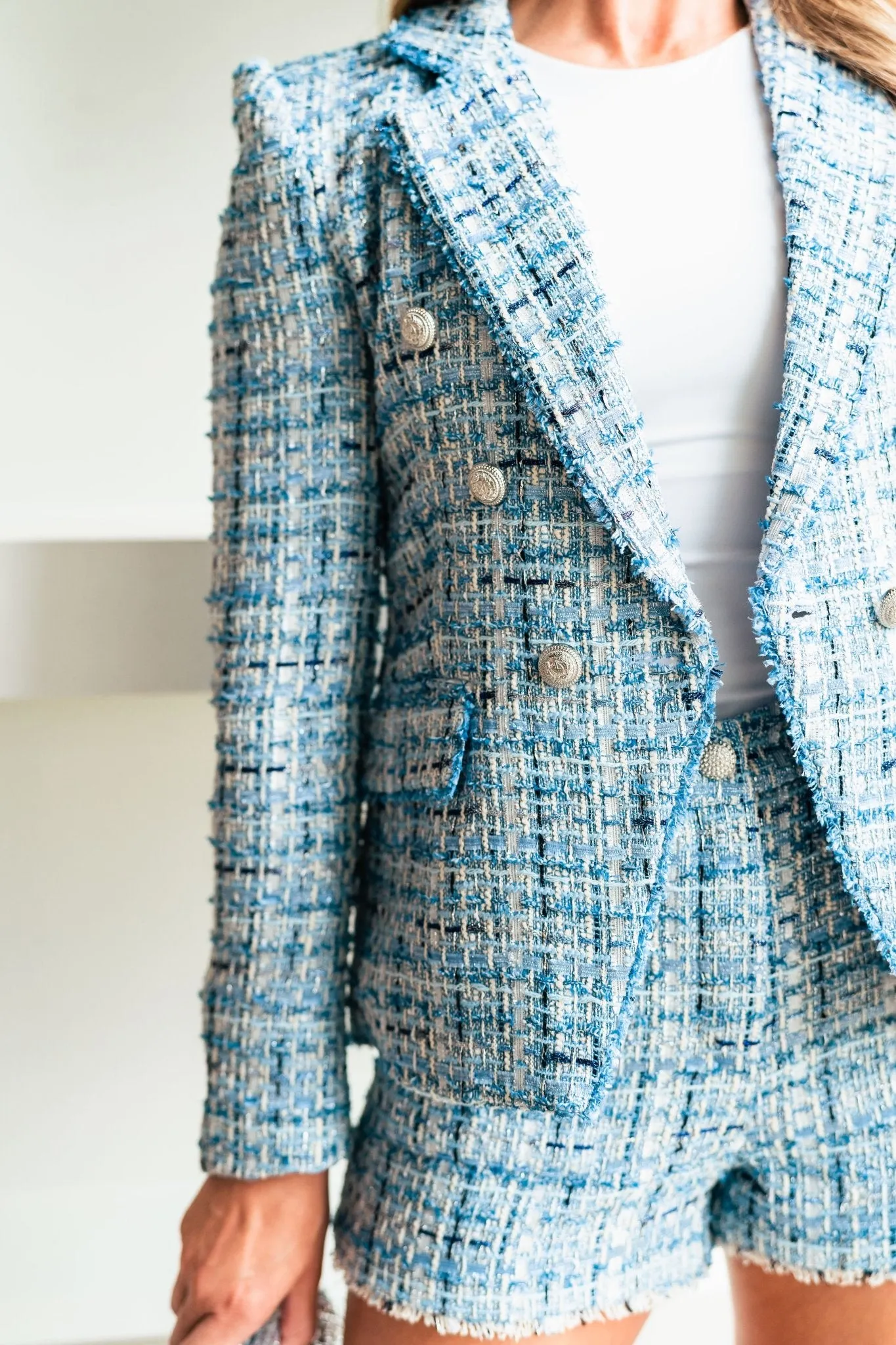 Blue Eliza Tweed Blazer