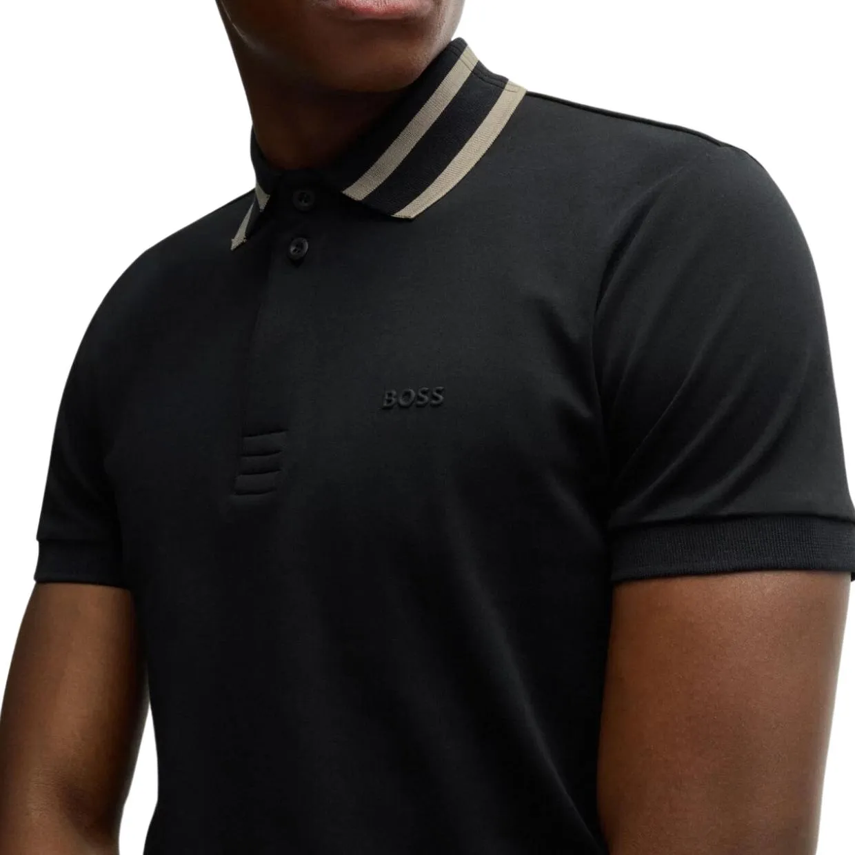 BOSS Paule Interlock Cotton Black Polo Shirt