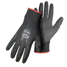 BOSS TECH 7820M Gloves, M, Knit Wrist Cuff, Foam-Nitrile Coating, Nylon Glove, Black