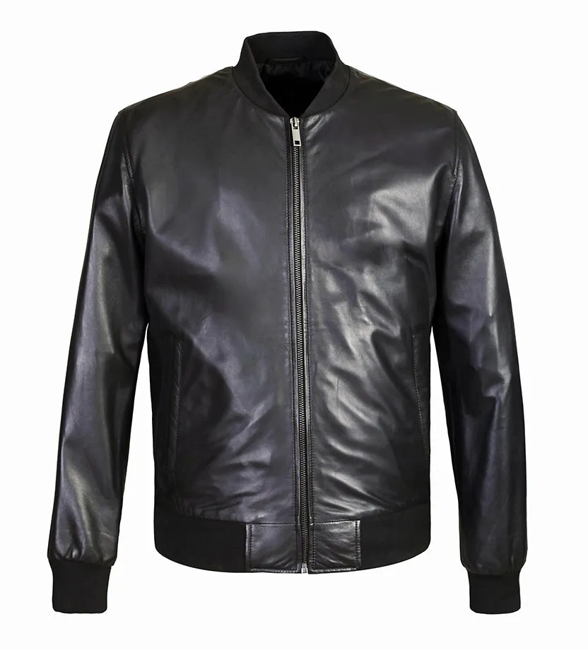 Brandon Men's New Zealand Leather Bomber Jacket