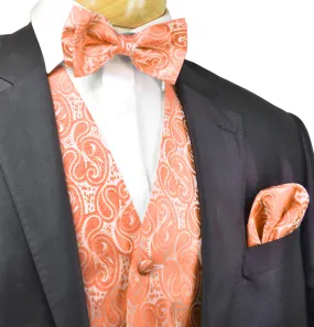 Burnt Orange Paisley Tuxedo Vest Set