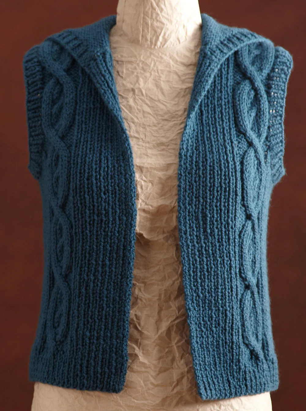 Cabled Teal Vest (Knit)