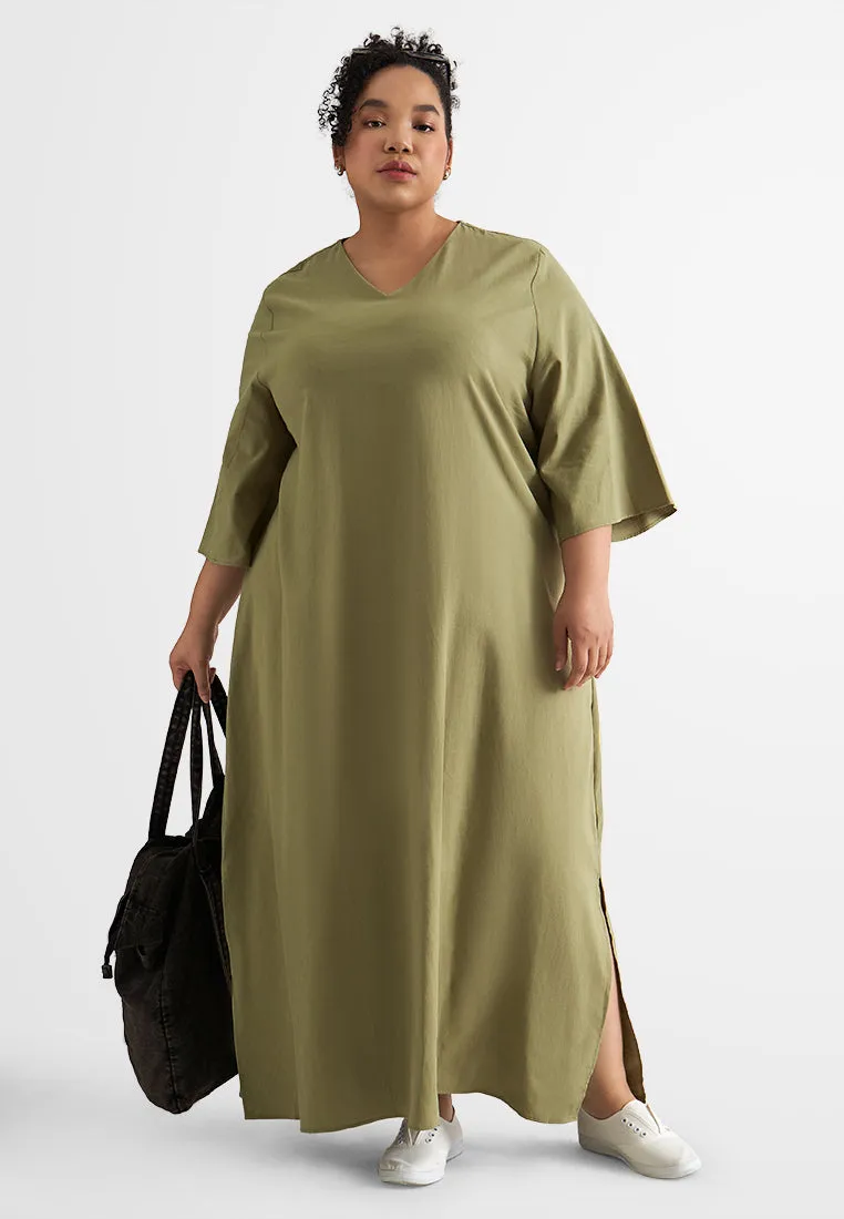 Carla V-neck Flowy Linen Dress