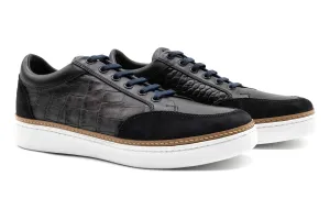 Carson Alligator Grain Sneakers - Midnight