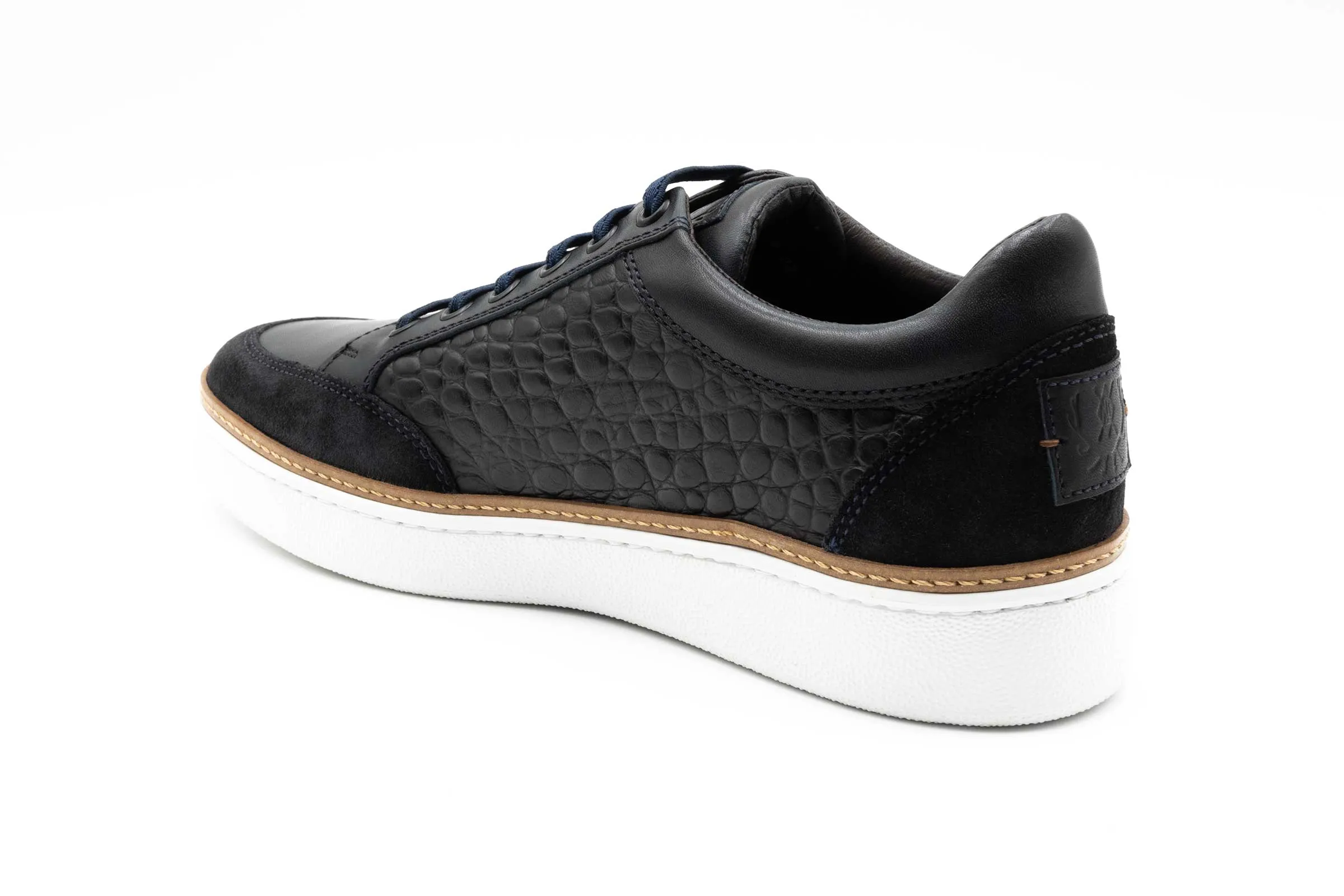 Carson Alligator Grain Sneakers - Midnight