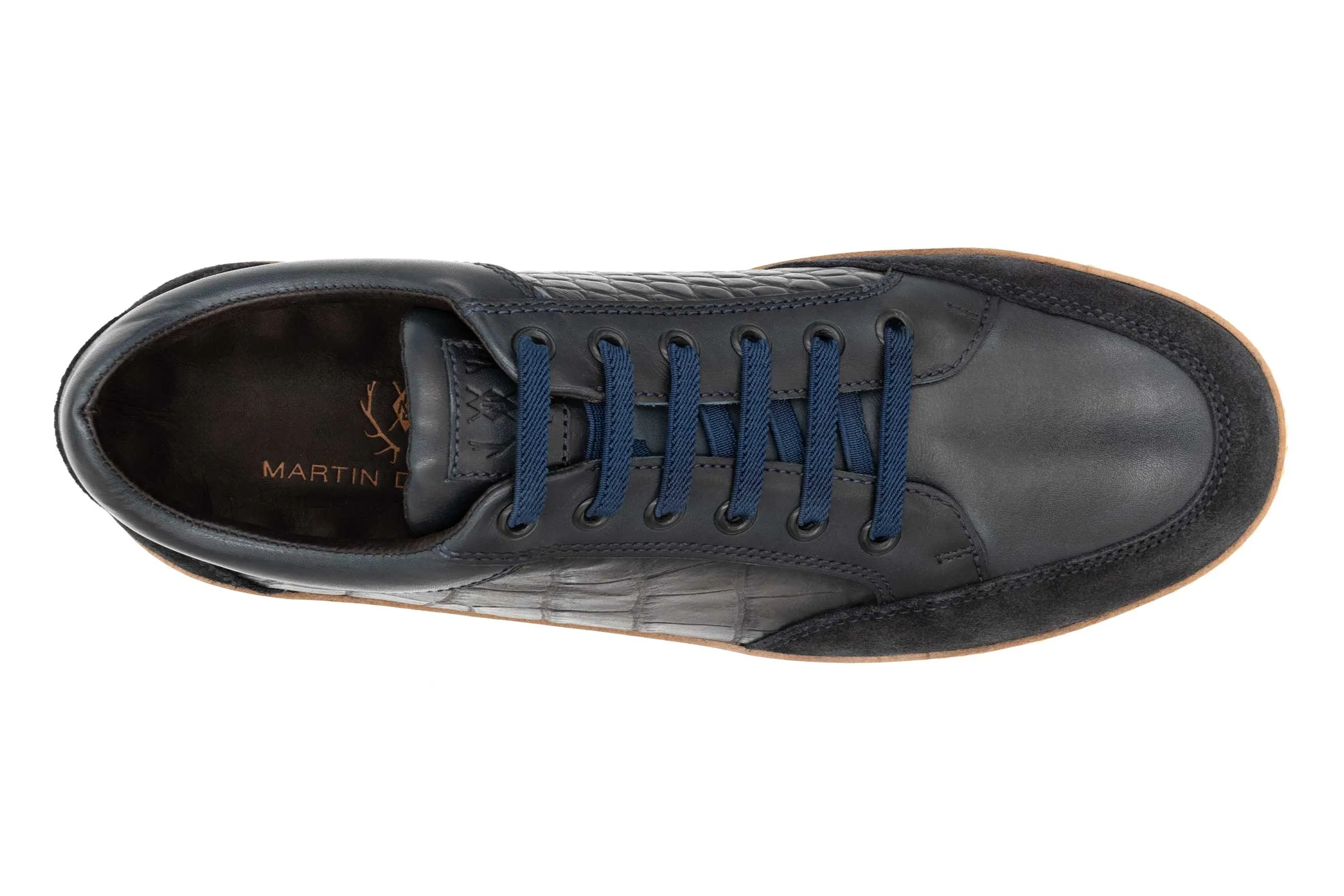 Carson Alligator Grain Sneakers - Midnight