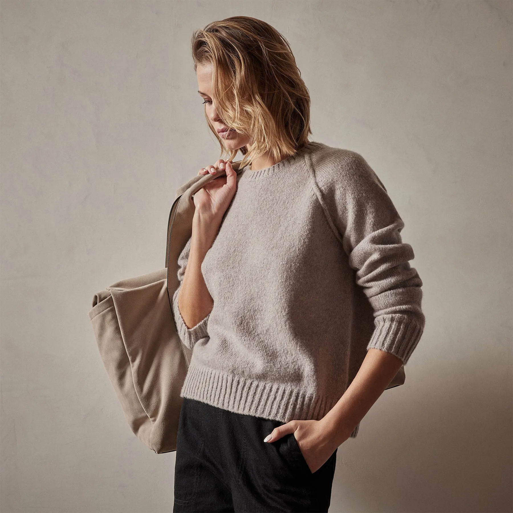 Cashmere Crew Sweater - Silver Wheat