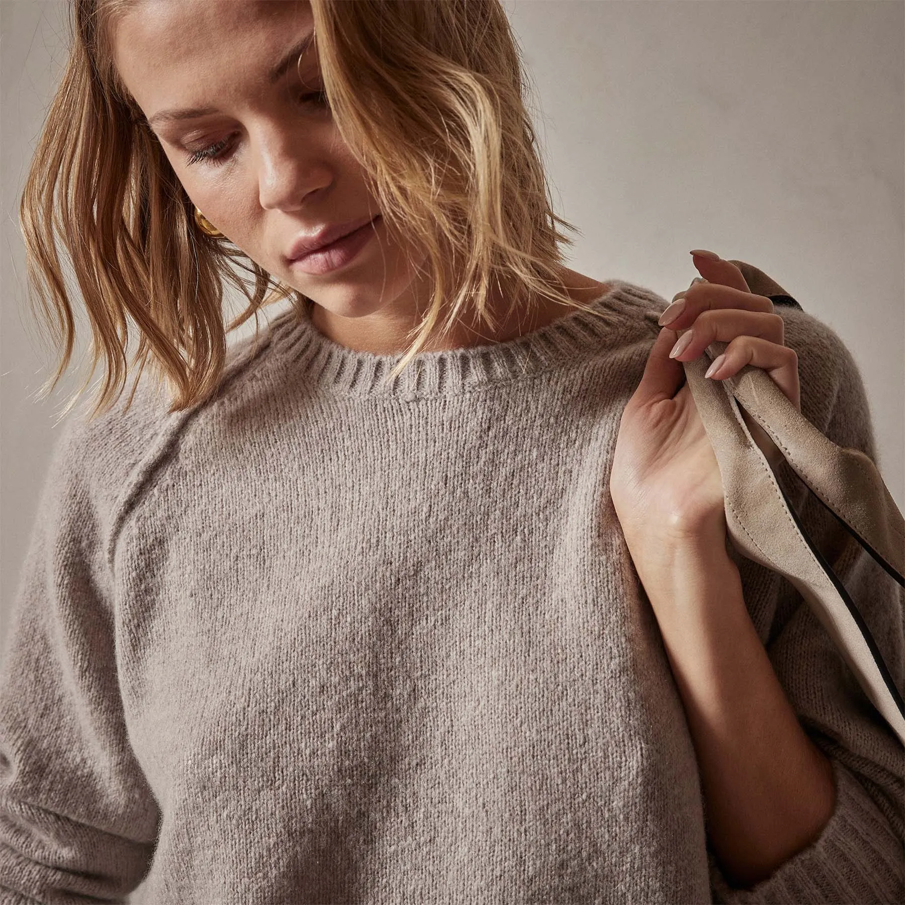 Cashmere Crew Sweater - Silver Wheat