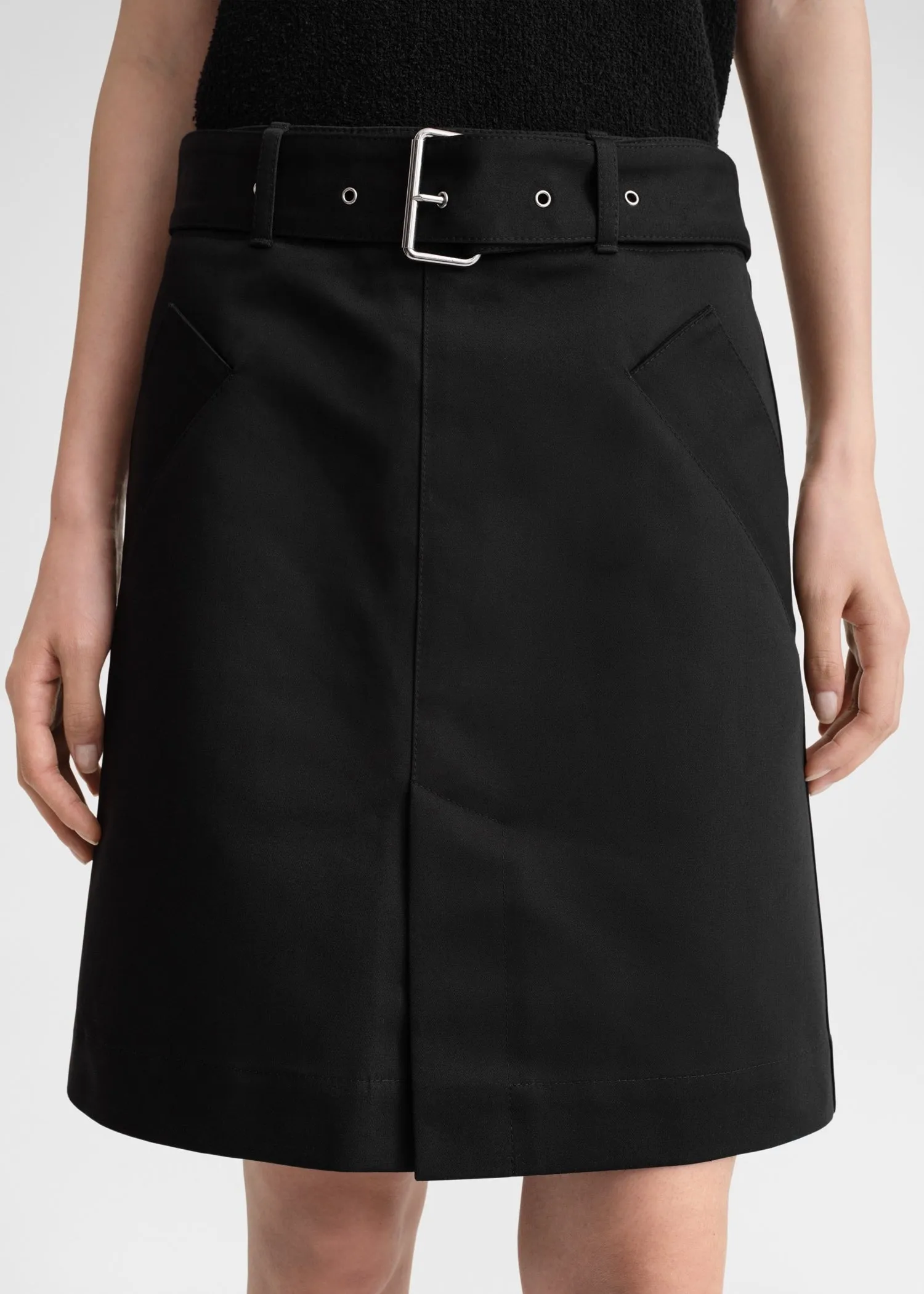 Cotton trench skirt black