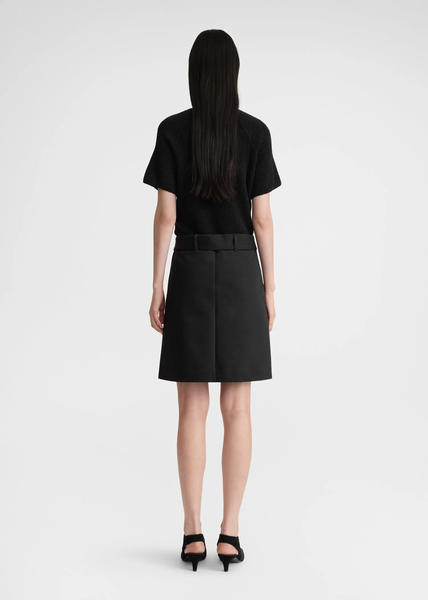 Cotton trench skirt black