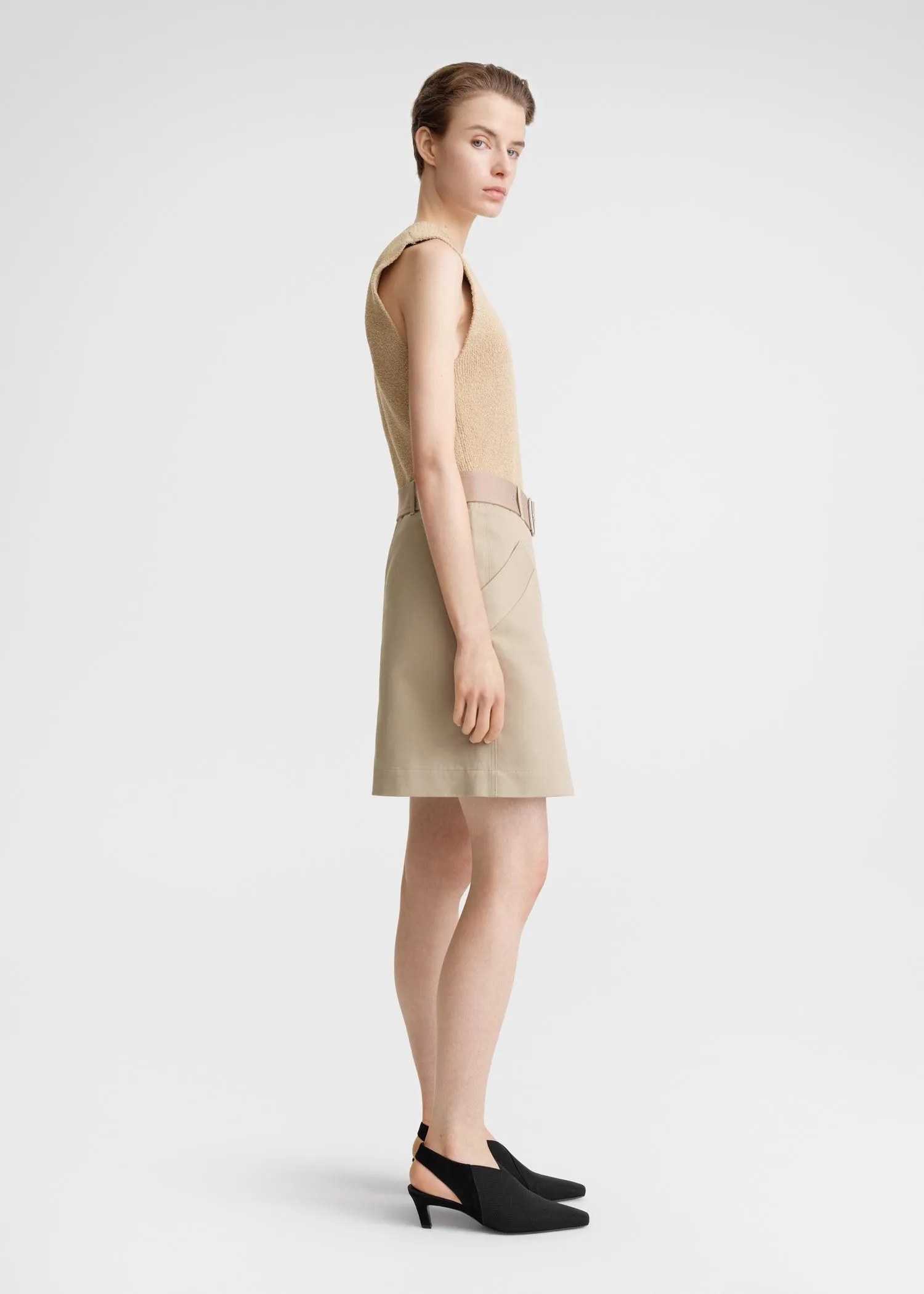 Cotton trench skirt fawn