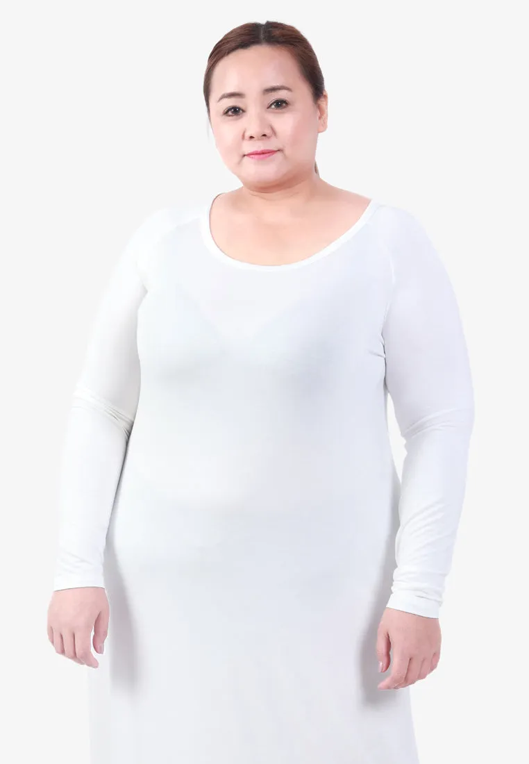 Delicate INVISIBLE Lightweight Inner Long Sleeve Dress - White