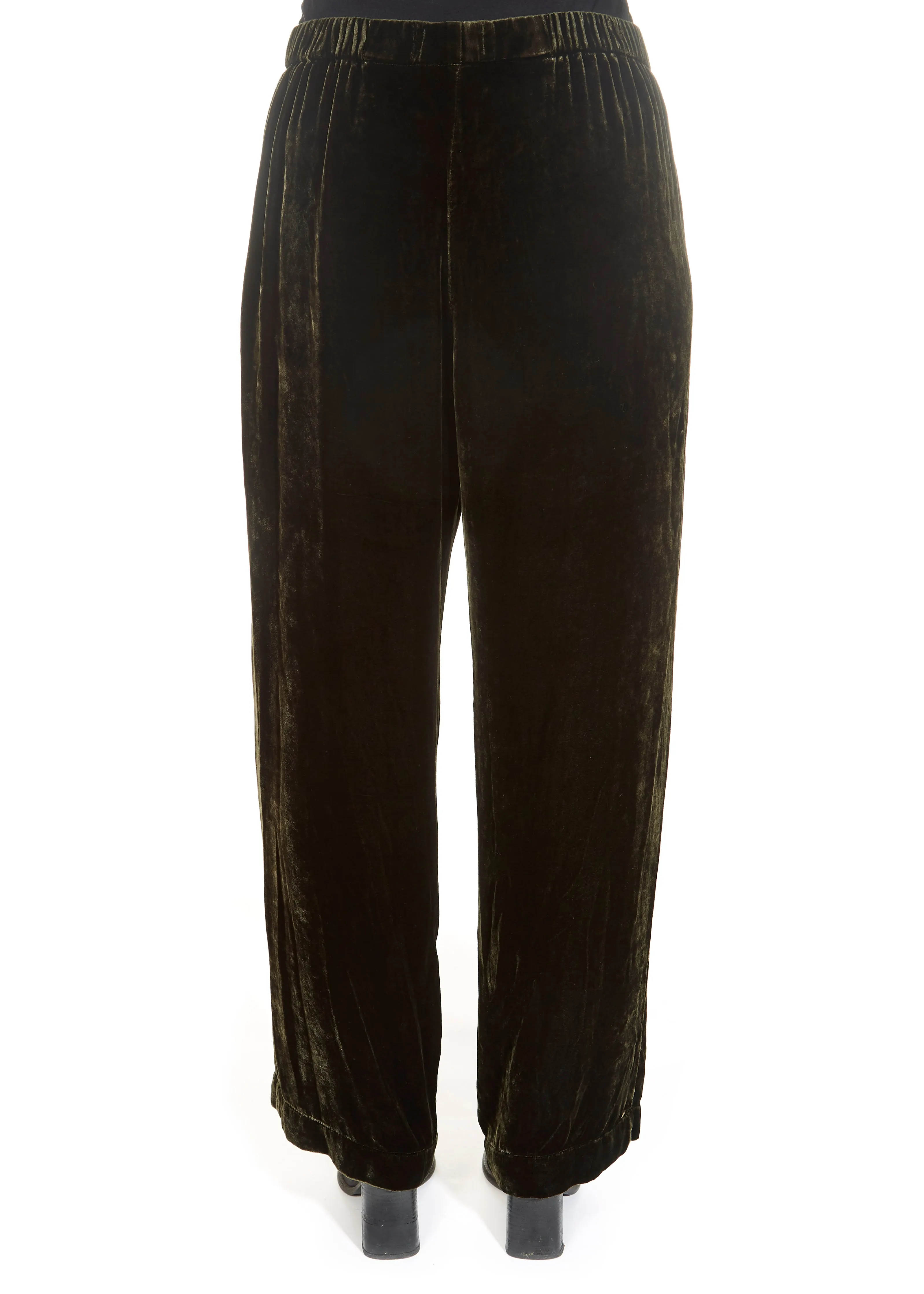 'Dennie' Green Silk Velvet Trousers