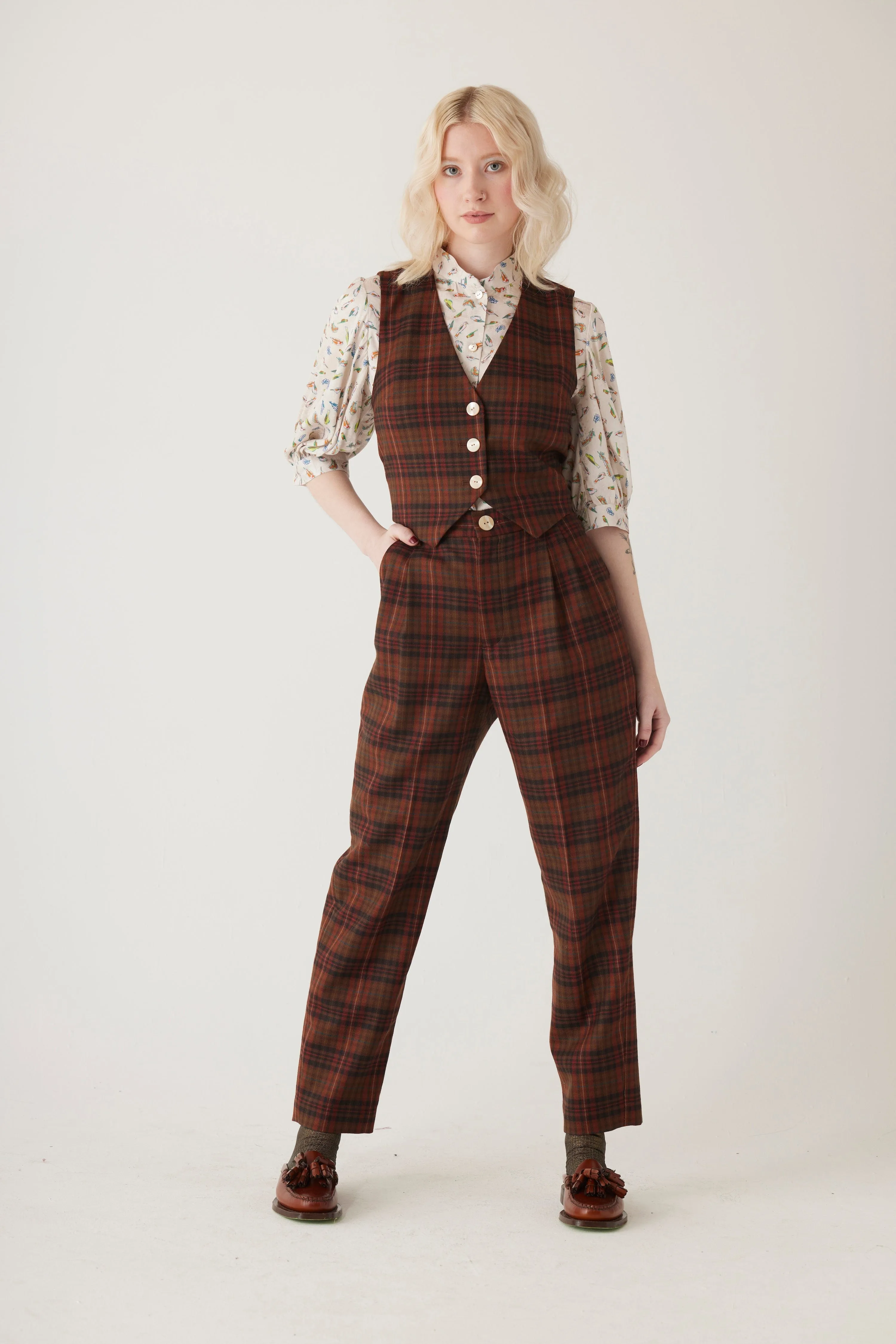 Diane Vest in Tropical Wool Plaid