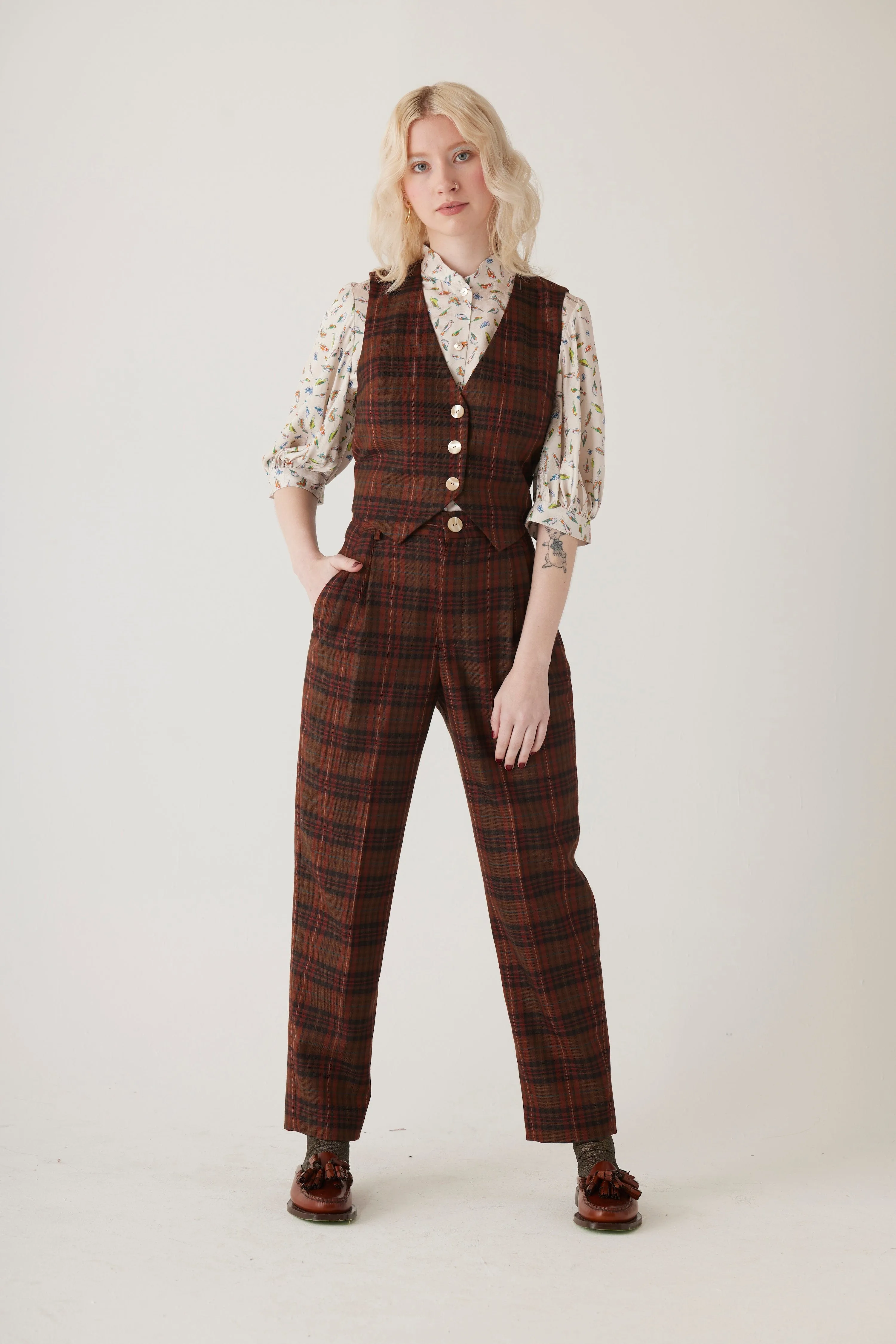 Diane Vest in Tropical Wool Plaid