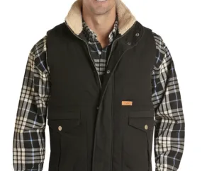 DM98C04087-Powder River Men's Conceal Carry Cotton Vest w/ Heavy Enzyme Wash, Black