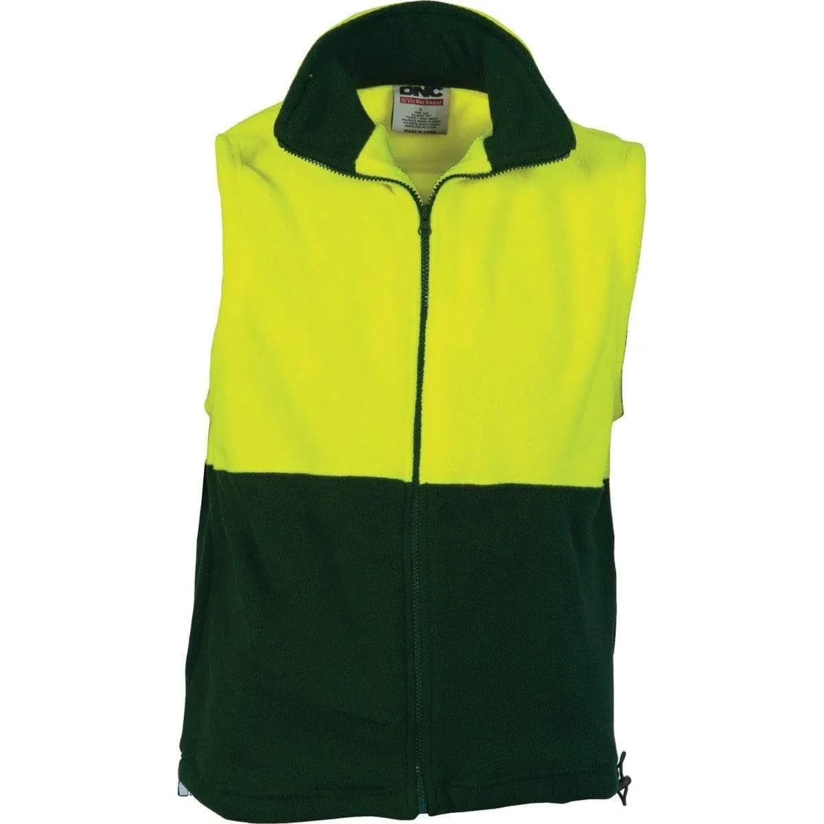 Dnc Workwear Hi-vis Two Tone Full Zip Polar Fleece Vest - 3828