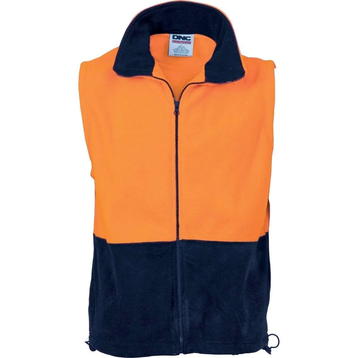 Dnc Workwear Hi-vis Two Tone Full Zip Polar Fleece Vest - 3828