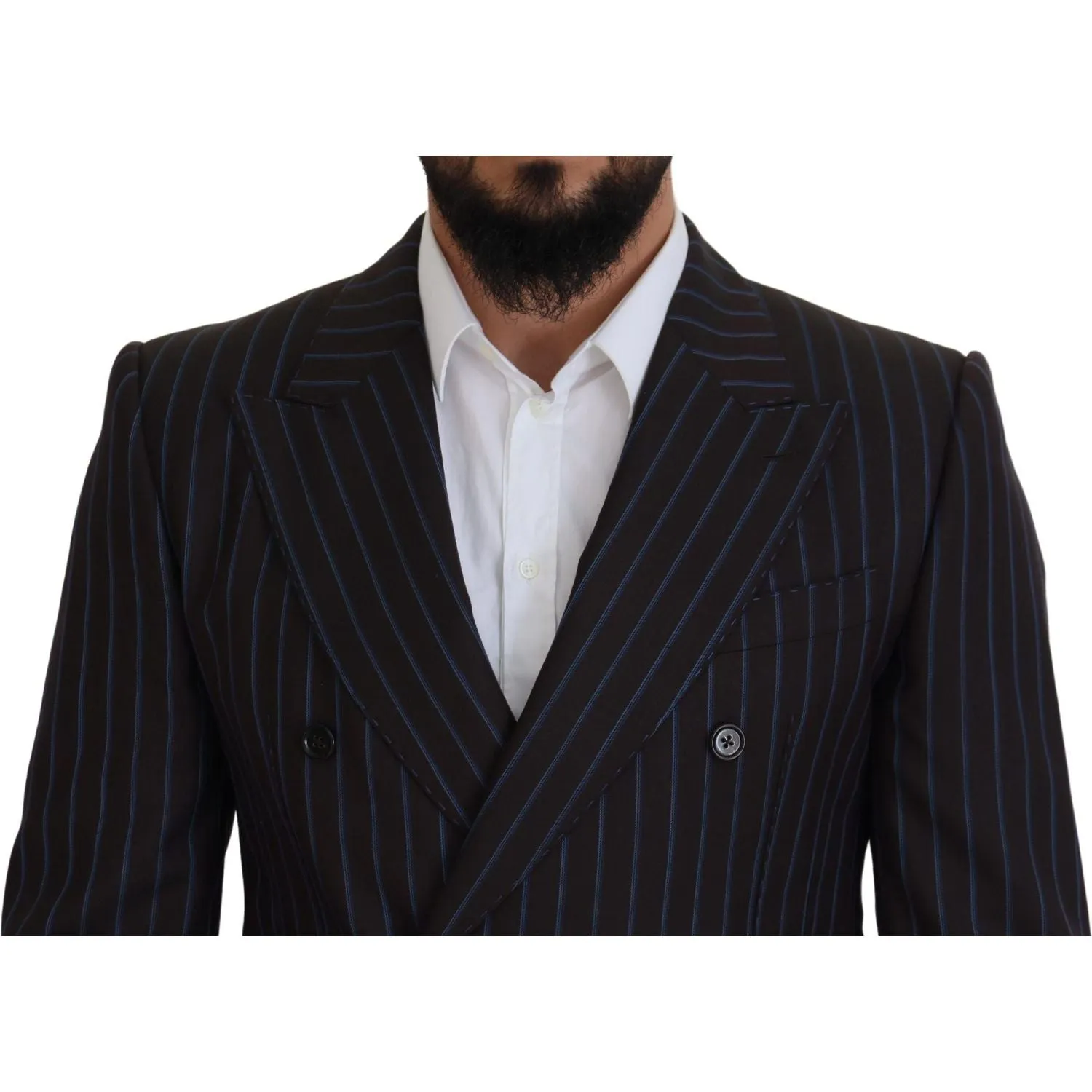 Dolce & Gabbana Elegant Black Striped Virgin Wool Suit