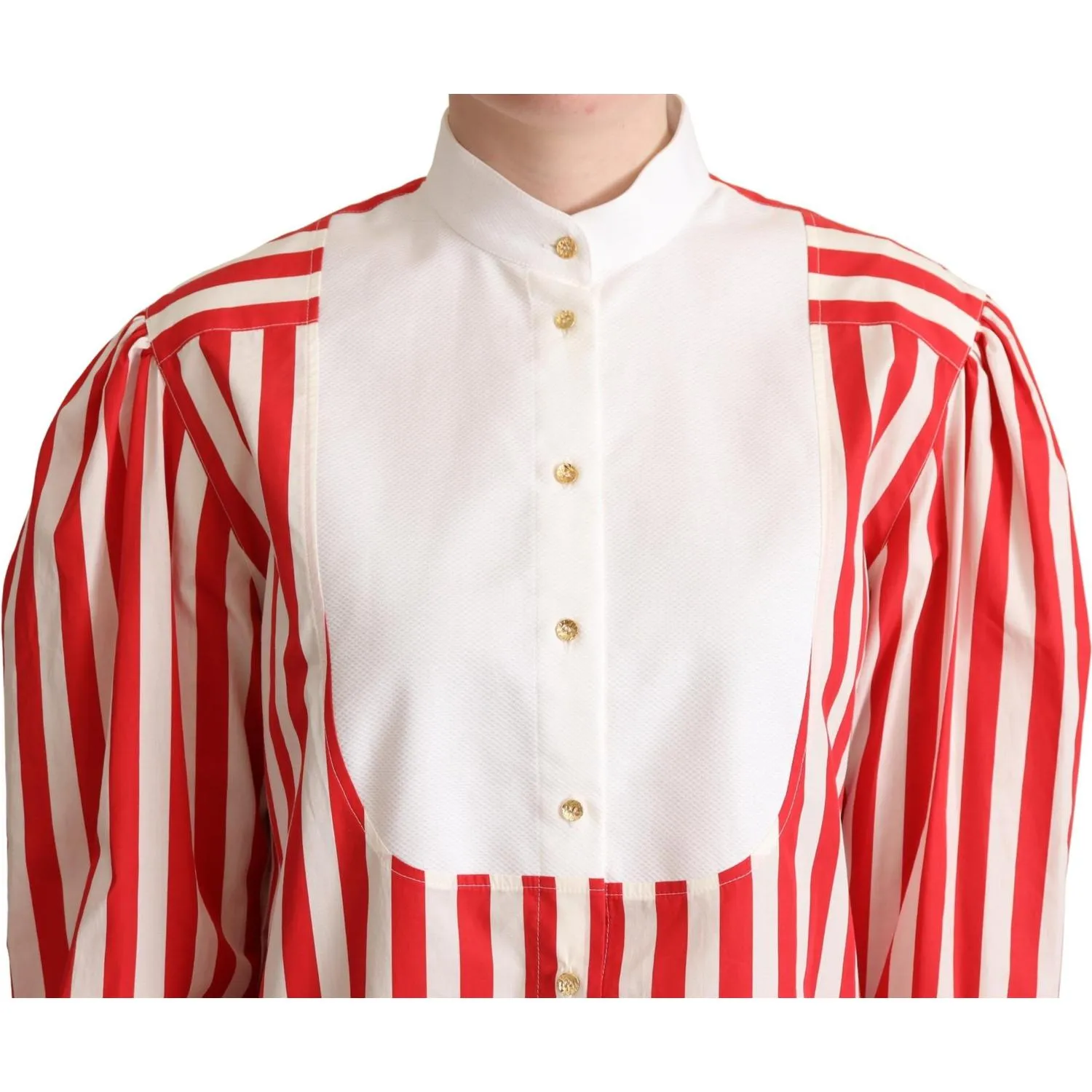 Dolce & Gabbana Elegant Red and White Stripe Cotton Polo Top