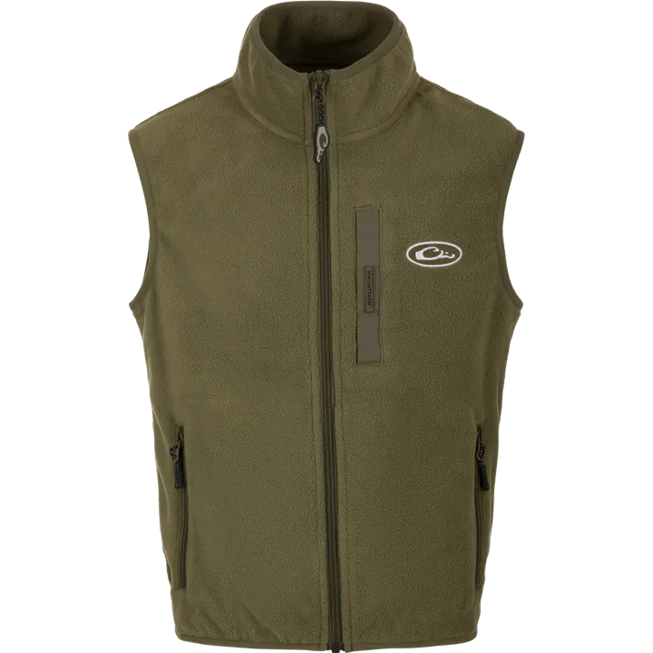 Drake Youth Camp Fleece Vest- Olive