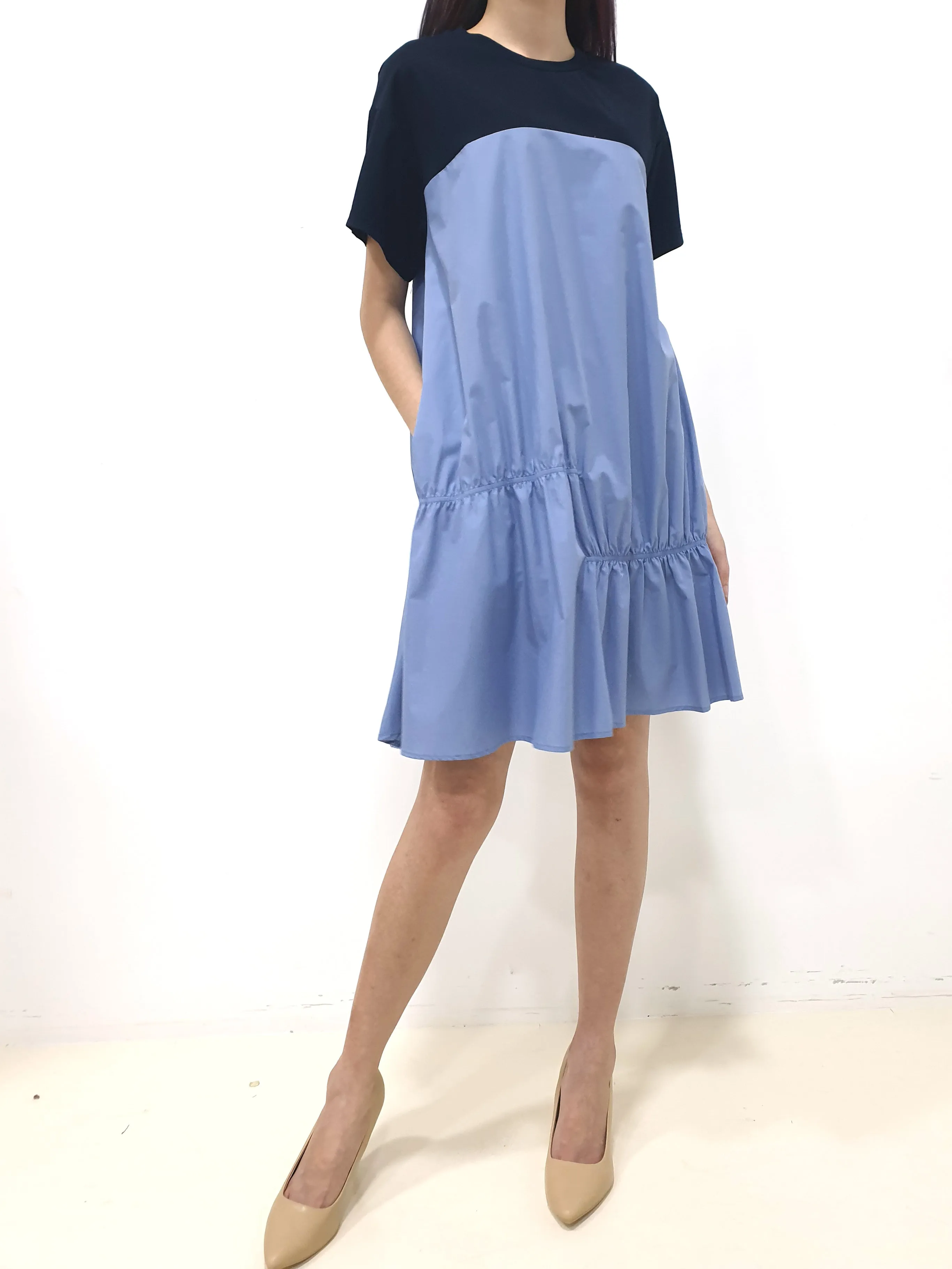 Duo Gather Casual Dress - Blue (Non-returnable)