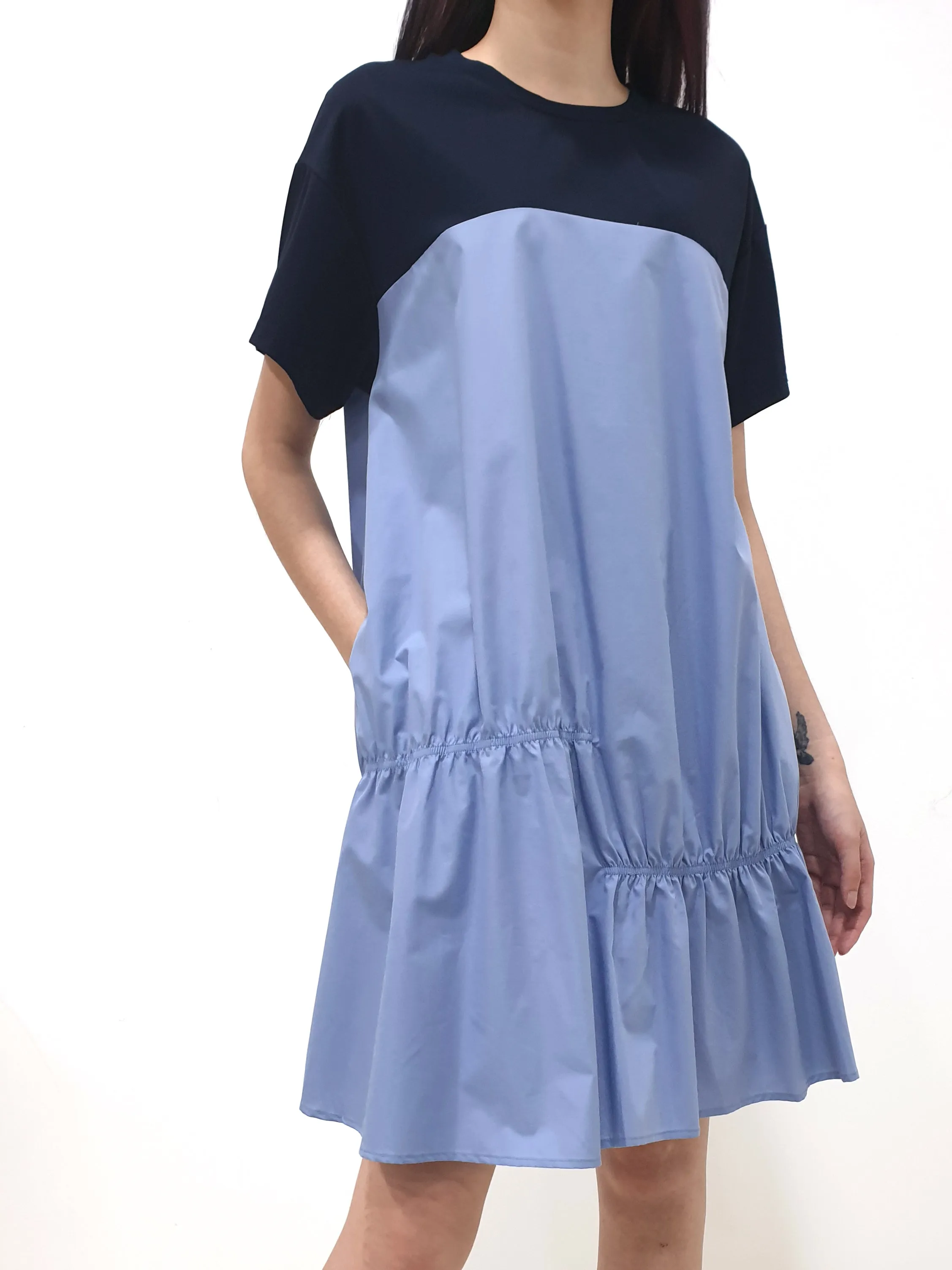 Duo Gather Casual Dress - Blue (Non-returnable)