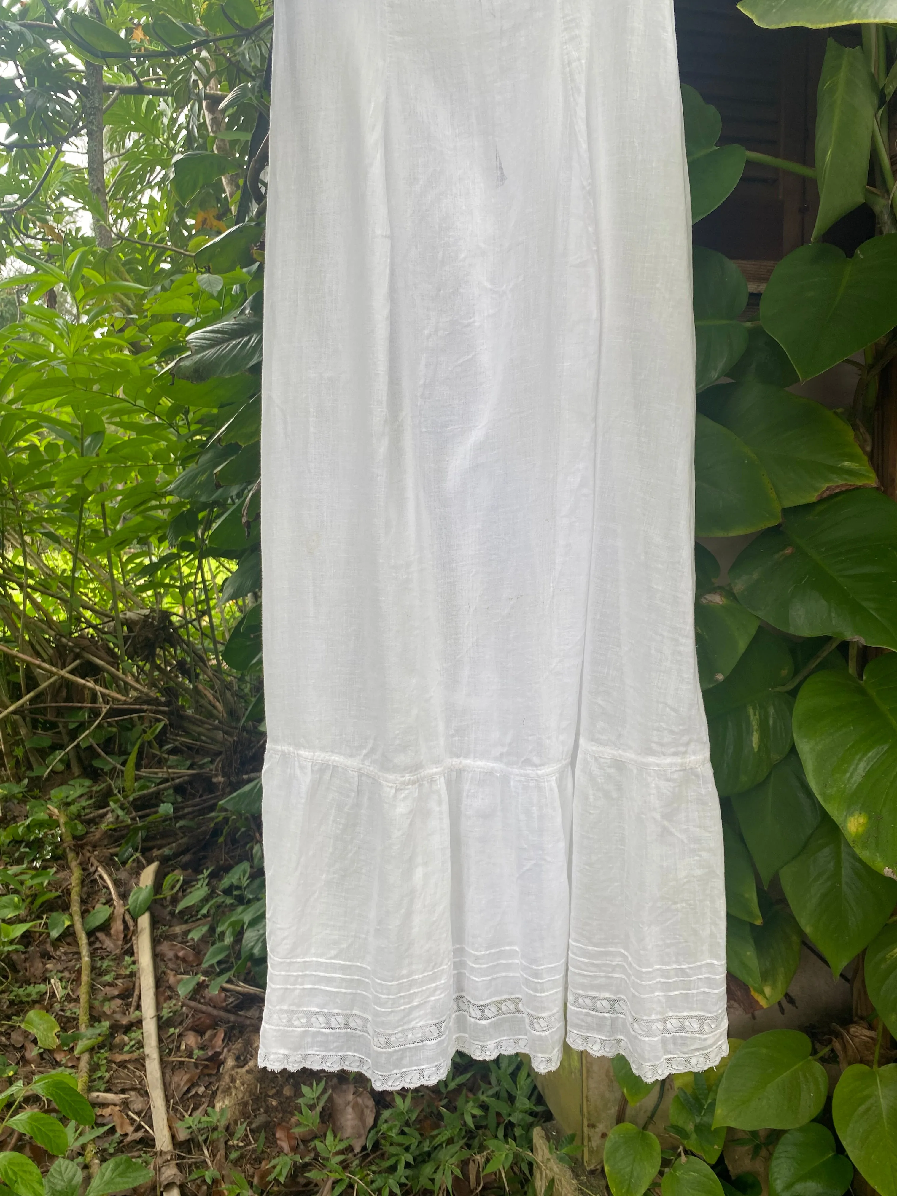 Early 1900s Victorian era white cotton slip gown